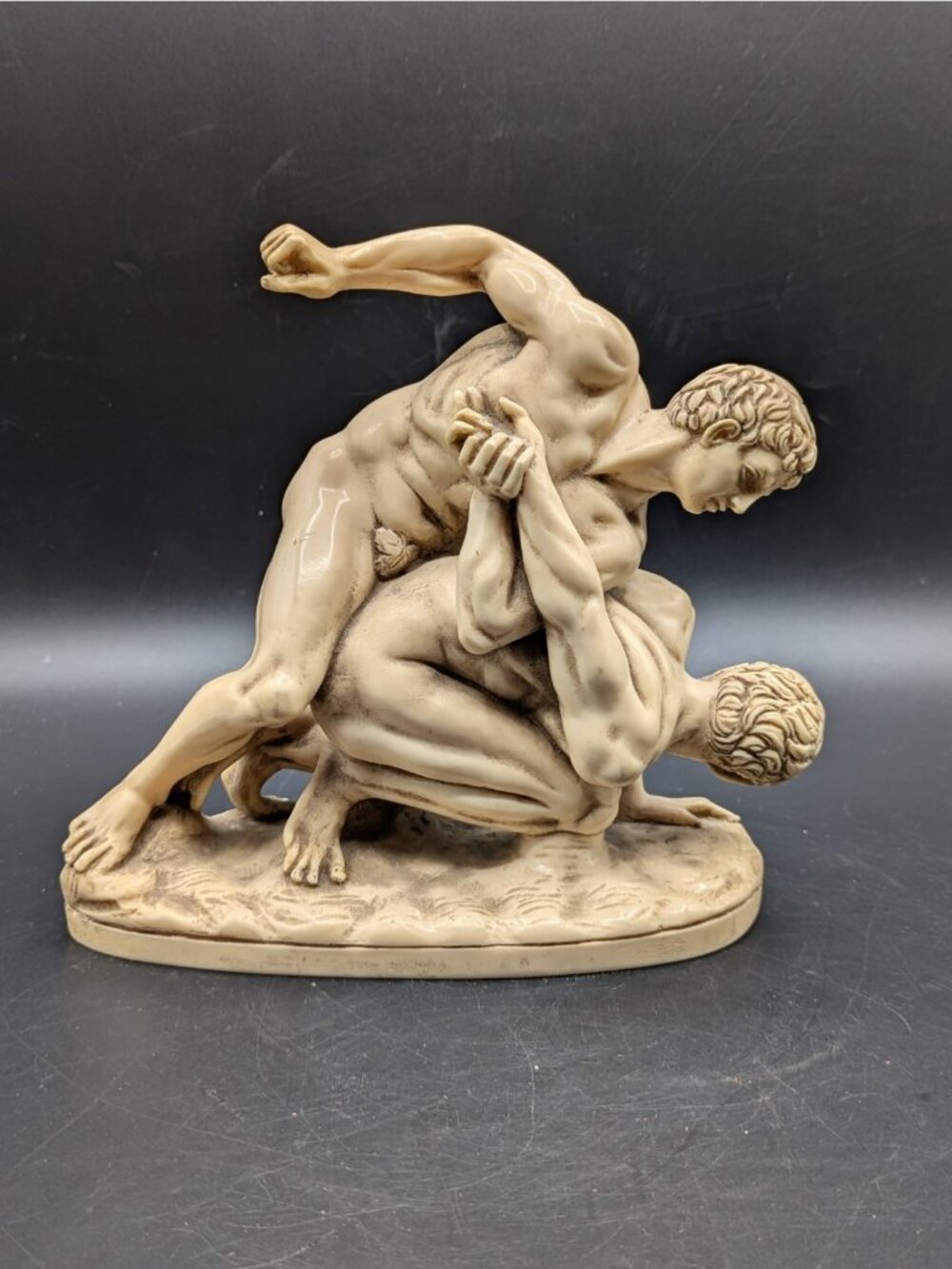 Vintage G Ruggeri Greek Wrestlers Statue Resin Figurine Museum Reproduction 7"